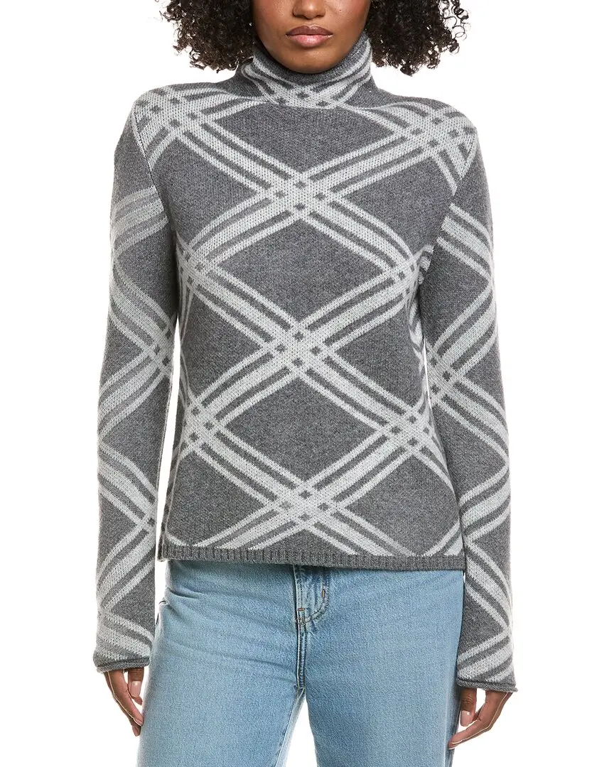 Hannah Rose Plaid Funnel Neck Wool & Cashmere-Blend Sweater