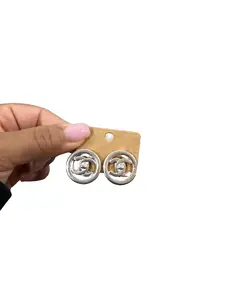 Pre-owned Chanel Silver Round Coco Mark Clip On Earrings Perfect for Daily Use