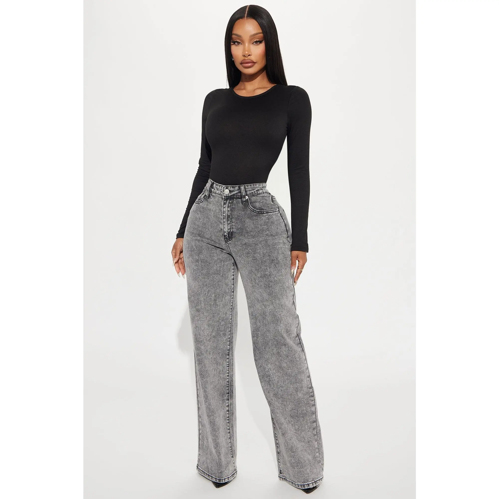 Make It Worthwhile Wide Leg Jeans - Grey Make It Worthwhile Wide Leg Jeans - Grey