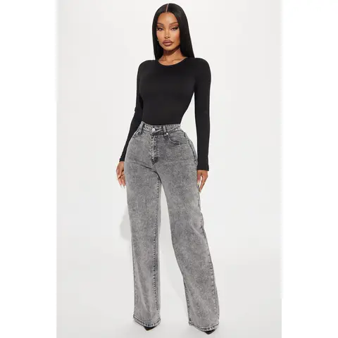 Make It Worthwhile Wide Leg Jeans - Grey