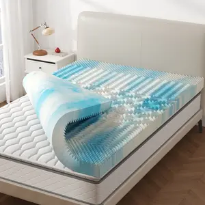 Memory Foam Mattress Topper, Gel Infused Foam Mattress Topper for Pressure Relief，With 5 Zone Ergonomic Support, Cooling Gel Infusion For Hot Sleepers, Reversible Firm And Soft Design