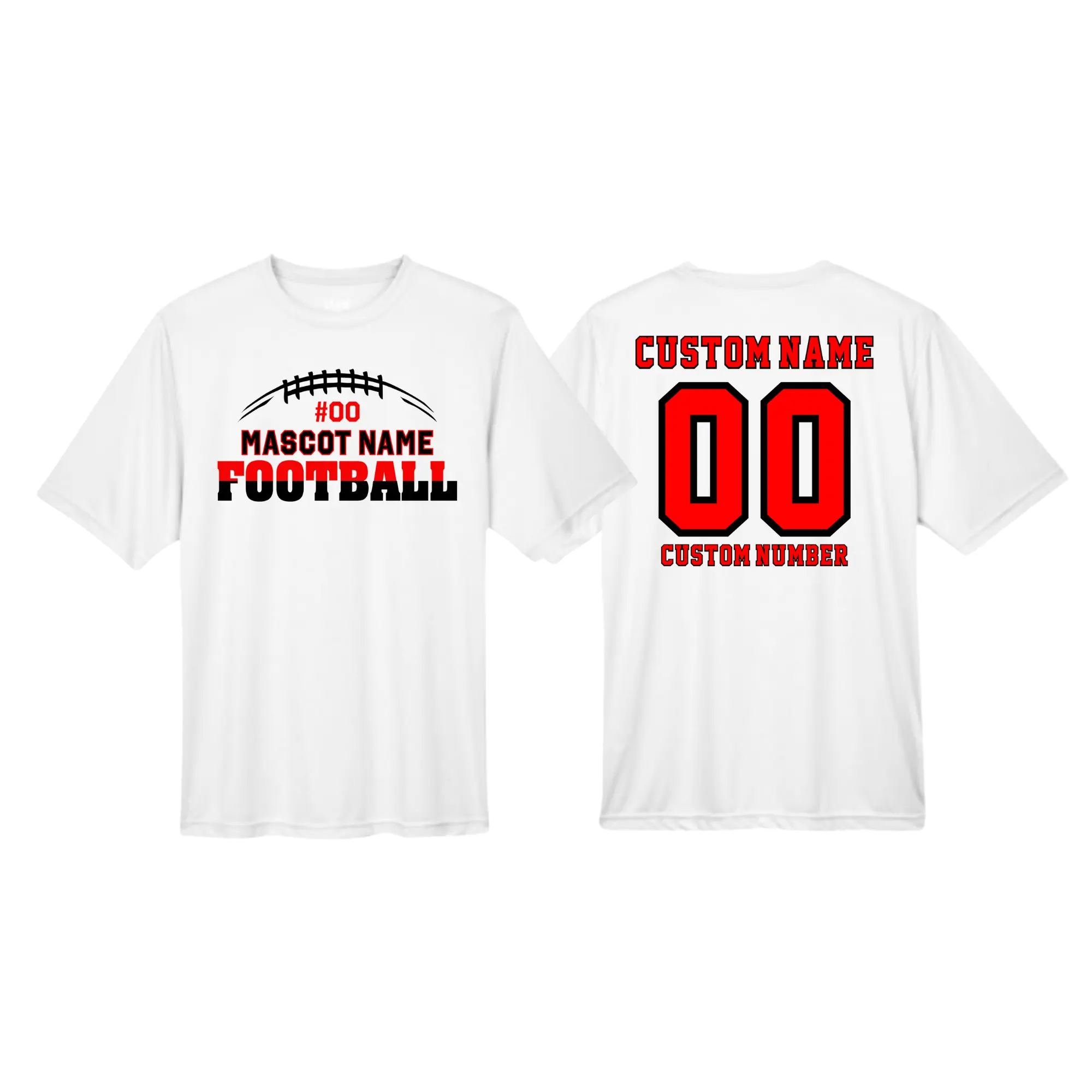 Team Spiritwear Custom Football Shirt with Name & Number Personalized Mascot Spiritwear Youth Adult Game Day Tee Dri-Fit or Cotton Graphic Print