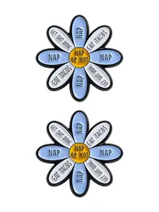 2pcs/set Blue Daisy Flower Enamel Pin Funny Quote NAP OR NOT Eat Tacos Best Gifts For Friends Alloy Brooches Lapel Backpack Badge Fashion Jewelry Accessories