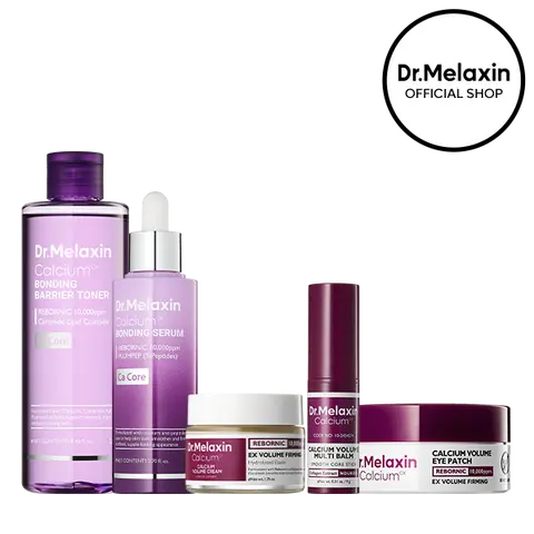 [Dr.Melaxin Official] Calcium Skin Longevity Routine Set, 5-Piece | Barrier Toner, Bonding Serum, Volume Cream, Multi Balm & Eye Patch | REBORNIC Calcium & Collagen | Firming, Plumping & Barrier Care | Korean Skincare