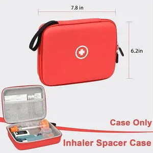 Hard Travel Case for Asthma Inhaler, Inhaler Spacer Case for Kids and Adults, Masks, Red (Bag Only)