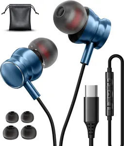 USB C Wired Headphones for  Galaxy S25/S24/S23/S22 Ultra, Stereo Type C Earphones with Mic Volume Control Noise Cancelling Wired Earbuds for  17 Pro Max 15 16 Pro Max  Pixel 9 Pro