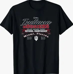Newest Arrivals Indiana Hoosiers CFP Championship T-Shirt - Black Top Size S-3XL Unisex O42