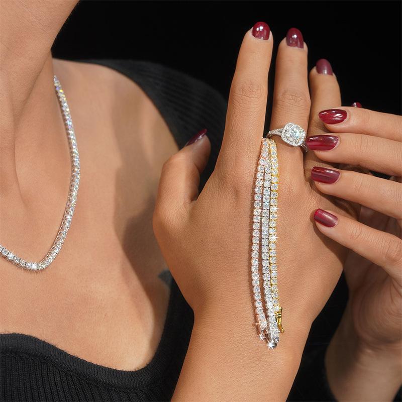 EWYA Real 2.5/3/4/5/6.5MM Full Moissanite Tennis Bracelet for Women Men S925 Silver Plated 18K Yellow Gold Diamond Bracelets