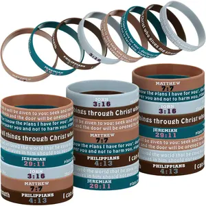 32 count  Verse Bracelets Christian Scripture  Wristbands Religious  Bracelets Rubber  Inspirational Motivational Faith Hope Wristband for Women Men Gifts Easter Party