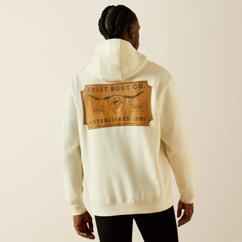 ARIAT MENS SHIELD STEERHEAD HOODIE OATMEAL 10062499