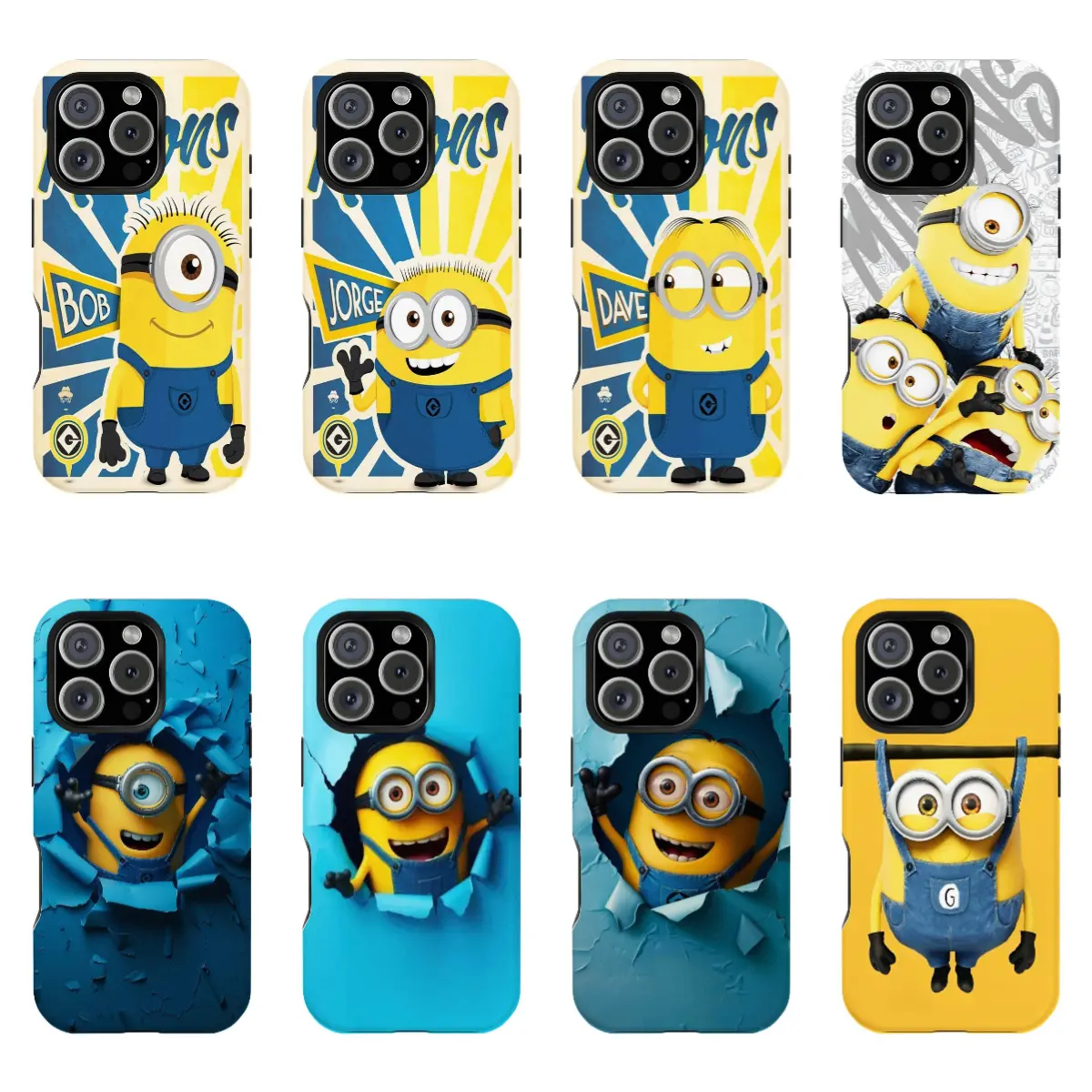 Minions Double-layer durable phone Cases For iPhone 17 16 15 14 13 12 Promax Pro Plus, hard shell protection ,Unique design,best Gift