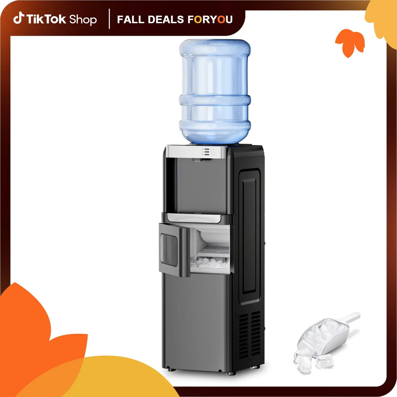 【Fall Deals For You】Antarctic Star 3-in-1 Hot and Cold Water Cooler Chiller System Dispenser with Built-in Ice Maker, for 3 to 5 Gallon Bottle Water D