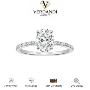 Oval Cut Synthetic Moissanite Ring vvs in 925 Sterling Silver Wedding Ring 2ct/3ct for women Luxury