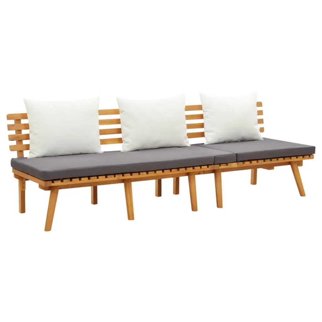 vidaXL Daybed, Outdoor Sofa with Upholstered Cushions, Garden Day Bed for Camping Patio Pool Deck Courtyard, Outdoor Bed, Solid Wood Acacia 316263