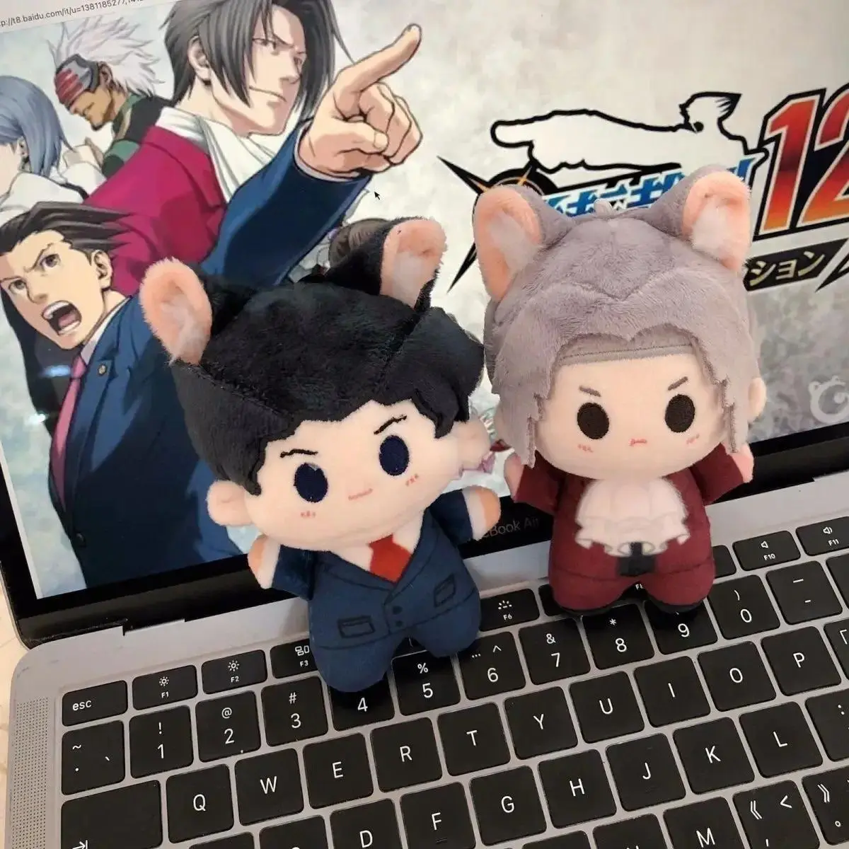 Ace Attorney Mini 10cm Plush Figure Keychain - Naruhodo Ryuichi Phoenix Wright, Mitsurugi Reiji Miles Edgeworth Idol Anime Backpack Pendant