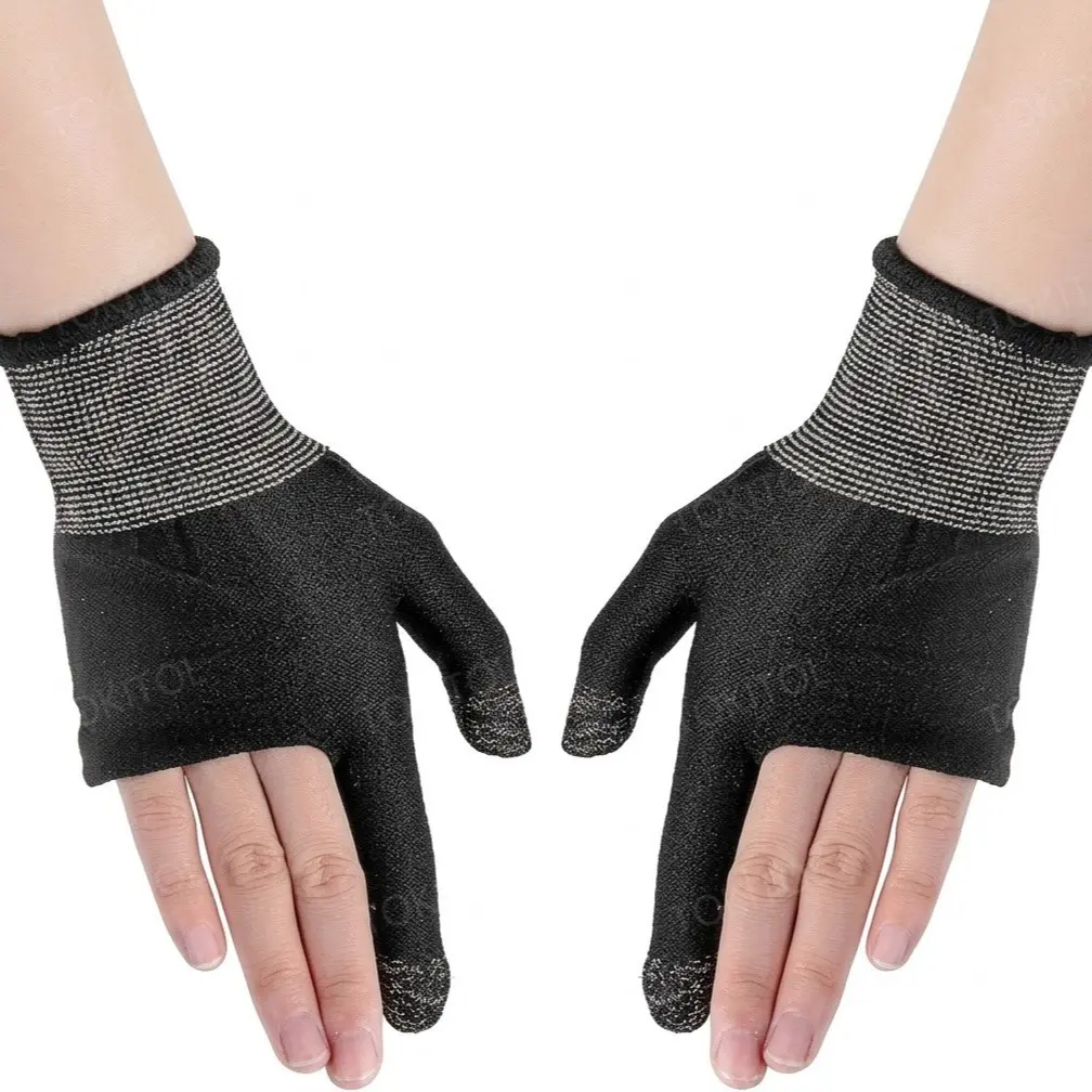 Touchscreen Gloves for Sweaty Hands: 0.3mm Ultra-Thin Silver Fiber, 2PCS Anti-Sweat, Breathable Two-Finger (Thumb & Index) Gaming Gloves for PUBG/Fortnite/COD - Fits Mobile Phone/iPad Tablet Gaming Accessories