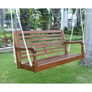 Merry Products  20.28 in. Nantucket Swing Bench, Acacia Wood, Porch Swing, 20.28" Depth