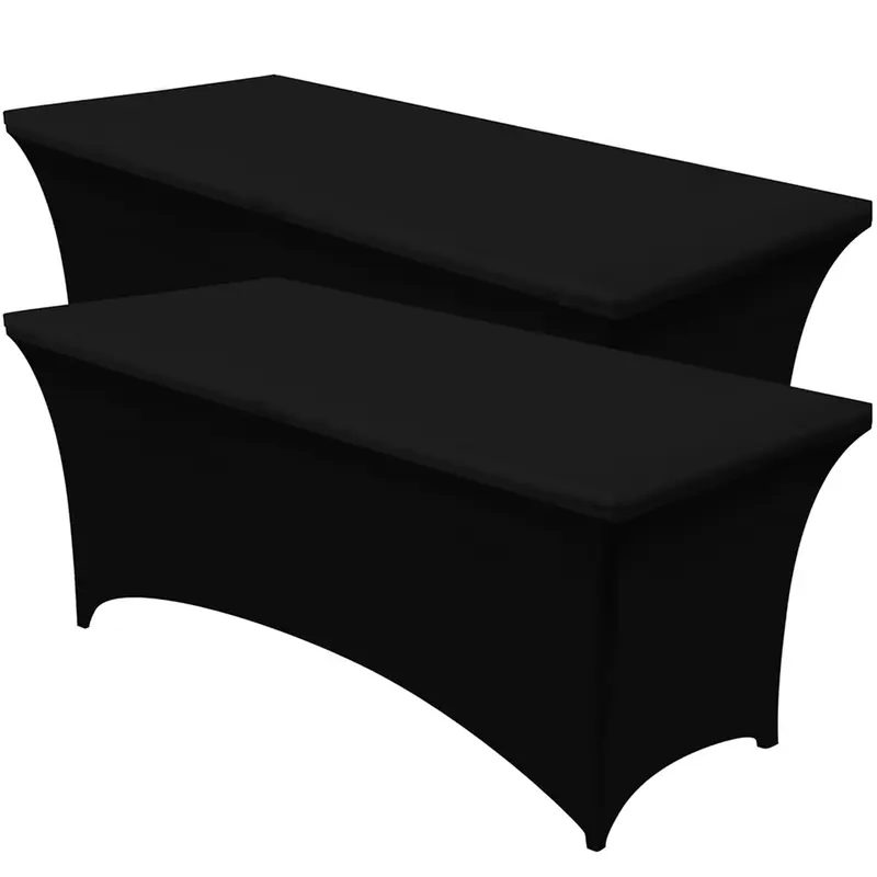2-Pack 6FT Spandex Fitted Tablecloths for Rectangle Tables - 6ft Length, Stretchfit Hold, Wrinkle-Resistant, Fade-Resistant, Washable Protector for Christmas, Easter, Event Decorations