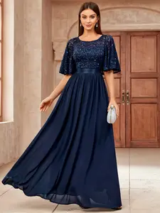 MIUSOL 23220 Women's Elegant Sequin Lace Butterfly Sleeve Formal Evening Wedding Bridesmaid Maxi Dress MIUSOL 23220 Women's Elegant Sequin Lace Butterfly Sleeve Formal Evening Wedding Bridesmaid Maxi Dress