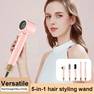 SUPBAND Hair Dryer Brush 5 in 1, Hair Styler, 110,000 RPM High-Speed Negative Ionic Hair Dryer Fast Drying, Professional Multi Blow Dryer Brush for Curling Volumizing Straightening StylingWhite diffuser curly hair