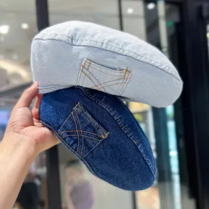 Retro Denim Beret Cap for Women Spring Summer Autumn Hats Women English Cap Men Women's Hats