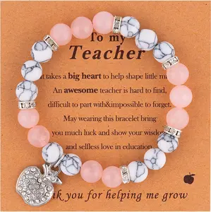 Teacher appreciation gifts,Natural Stone teacher Bracelet gifts for women,thank you gifts for teacher meaningful gifts for women with gift message card