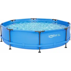 VINGLI 10FT/12FT x 30IN Metal Frame Above Ground Pool, Round Steel Frame Swimming Pool for Backyard, Outdoor Portable Water Pool for Kids and Adults