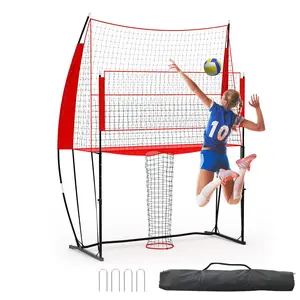 Professional Volleyball Net System, 8x11 Ft Adjustable Height Portable Net Set with Winch System, Heavy Duty Steel Poles, Boundary Line & Carrying Bag for Outdoor Backyard, Beach & Indoor