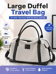 Patched Decor Colorblock Travel Bag, Large Capacity Zipper Travel Bag, Fashionable Multifunctional Casual Outdoor Sports Bag for Women & Men
