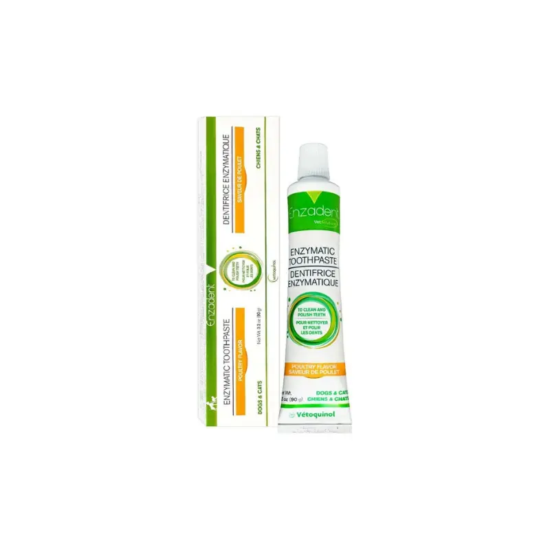 Vetoquinol Enzadent Enzymatic Toothpaste for Dogs & Cats Poultry-Flavored Non-Foaming 90g Tube Safe to Swallow Daily Oral Care