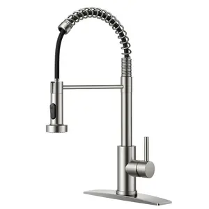 FORIOUS Kitchen Faucet with Pull Down Sprayer Stainless Steel 360 Rotation High Pressure Pull Out Single Handle Adjustable Sink Faucet