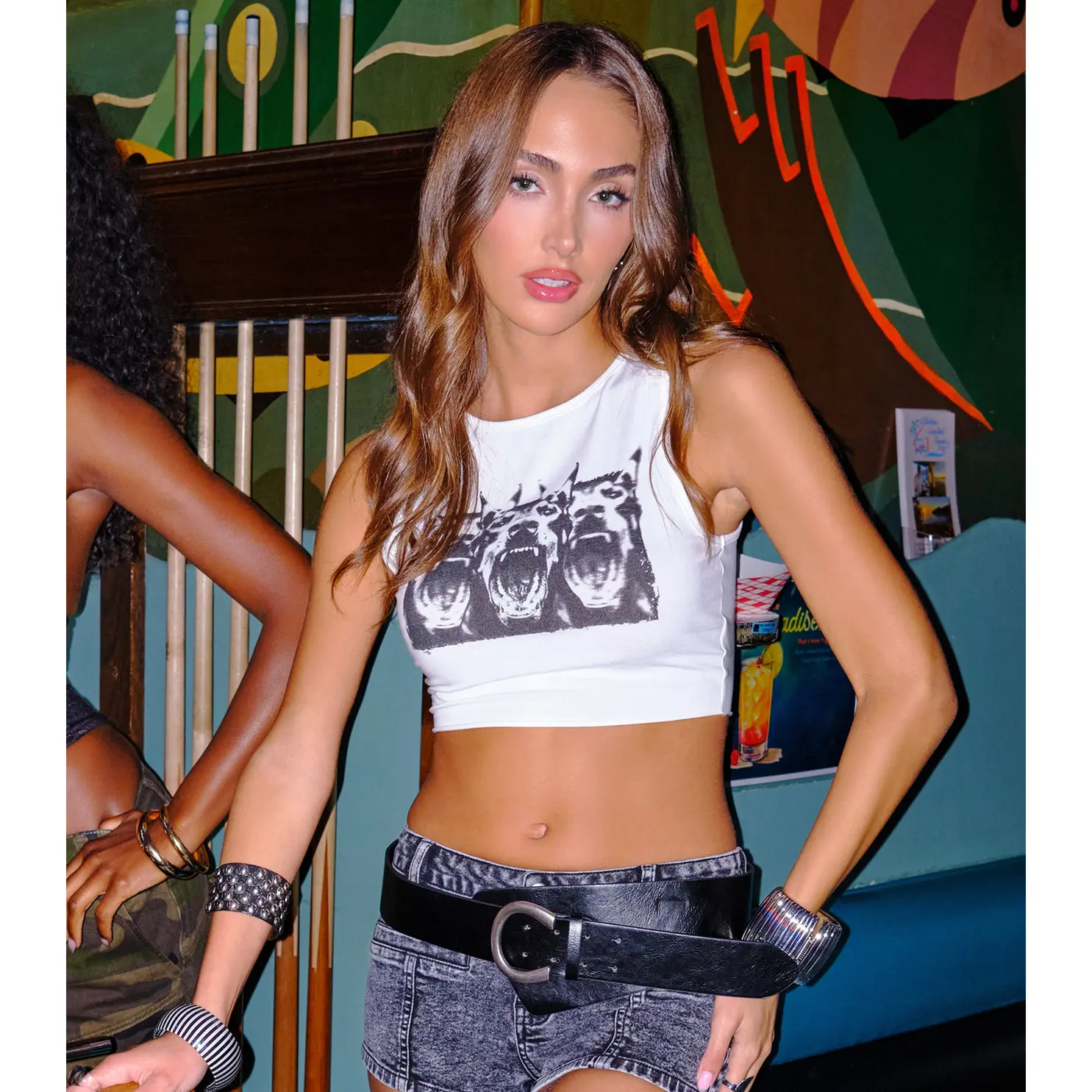 Bite Back Graphic Crop Tank Top