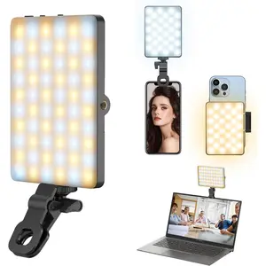 Selfie Light for iPhone,60 LED Phone Light with Clip,3 Light Modes,3000mAh Rechargeable Battery,Portable Video Fill Light for iPhone,Laptop,Photo,Video Recording,Conference,Selfie,