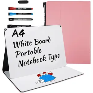 Portable White Board Small Dry Erase Board, 9" x 12" Double Sided Folding Whiteboards with 3 Pens, A4  Notebook with Storage Mesh Bag for Study, Meeting, Draft, Notes, Doodling