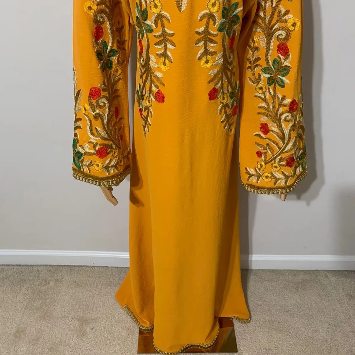 mustard yellow embroidered dress Bree V Neck Embroidery Mini Dress main image 0