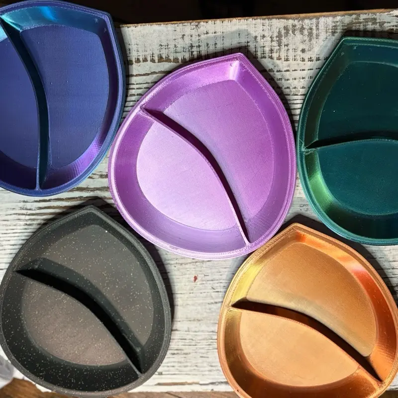 Dew Drop Jewelry Catch All Tray - Colorful Divided Tray for Organizing Accessories in Blue Purple Green Black Orange