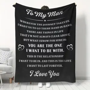 1pc Valentine's Day Flannel Blanket for Mature Men, Unique Design Holiday Blanket, Gift for Boyfriend, Holiday Gift for Friends, Christmas Gift, Christmas, Birthday, Bedroom, Sofa, Home Office, Travel, Car Bed