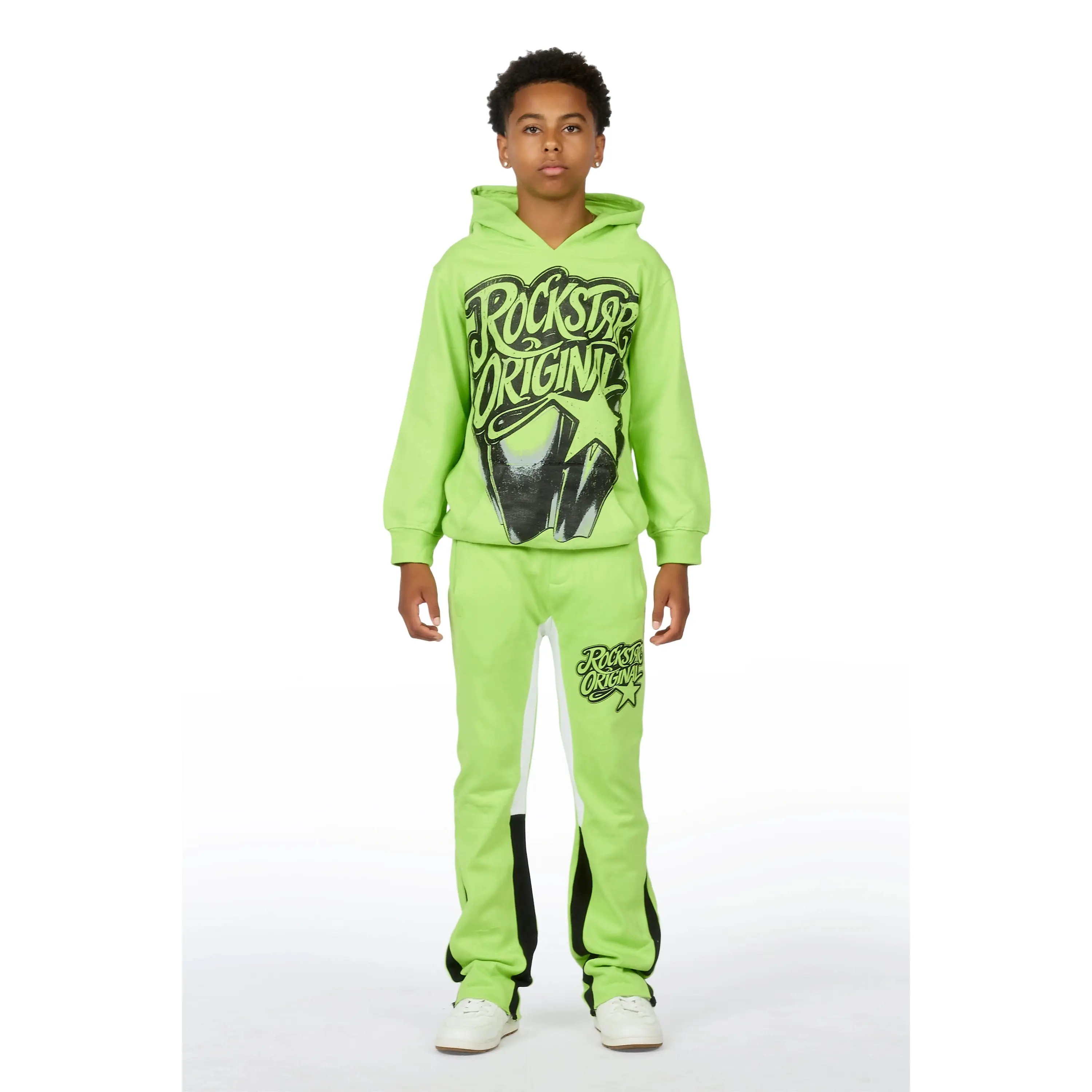 Boys Zayden Neon Yellow Hoodie Track Set