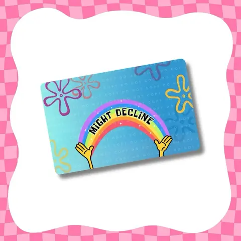 Premium Water-Safe Vinyl Card Sticker Covers - Sea Sky "Might Decline" Rainbow & Hearts, Super Cute Floral Design, Durable, Versatile, for Debit Card Personalizing (Small & Large Chip Options)