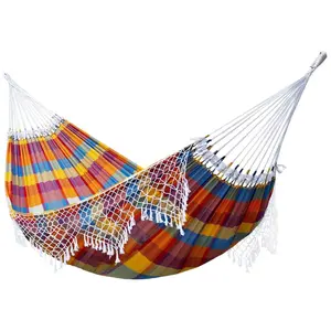 Vivere Authentic Brazilian Cotton Hammock, Outdoor Hanging Daybed, Carnival