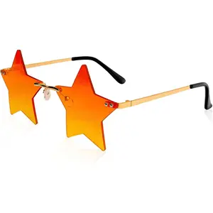 Rimless Star Shape Sunglasses Fashion Glasses Women Men Christmas Cosplay Glasses Pentagram Sunglasses