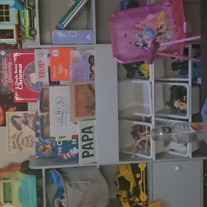 FOTOSOK Toy Storage Organizer with 6 Toy Bins, Toy Organizer Kids Bookshelf with 6 Cubbies, Multifunctional Floor Storage Chest for Playroom