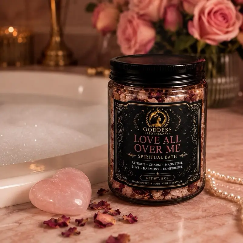 Goddess Apothecary Love All Over Me Natural Floral Bath Blend - Botanical Bath Soak, Deodorant, Beautifully Packaged Home Decor for Daily Care, Magnetism
