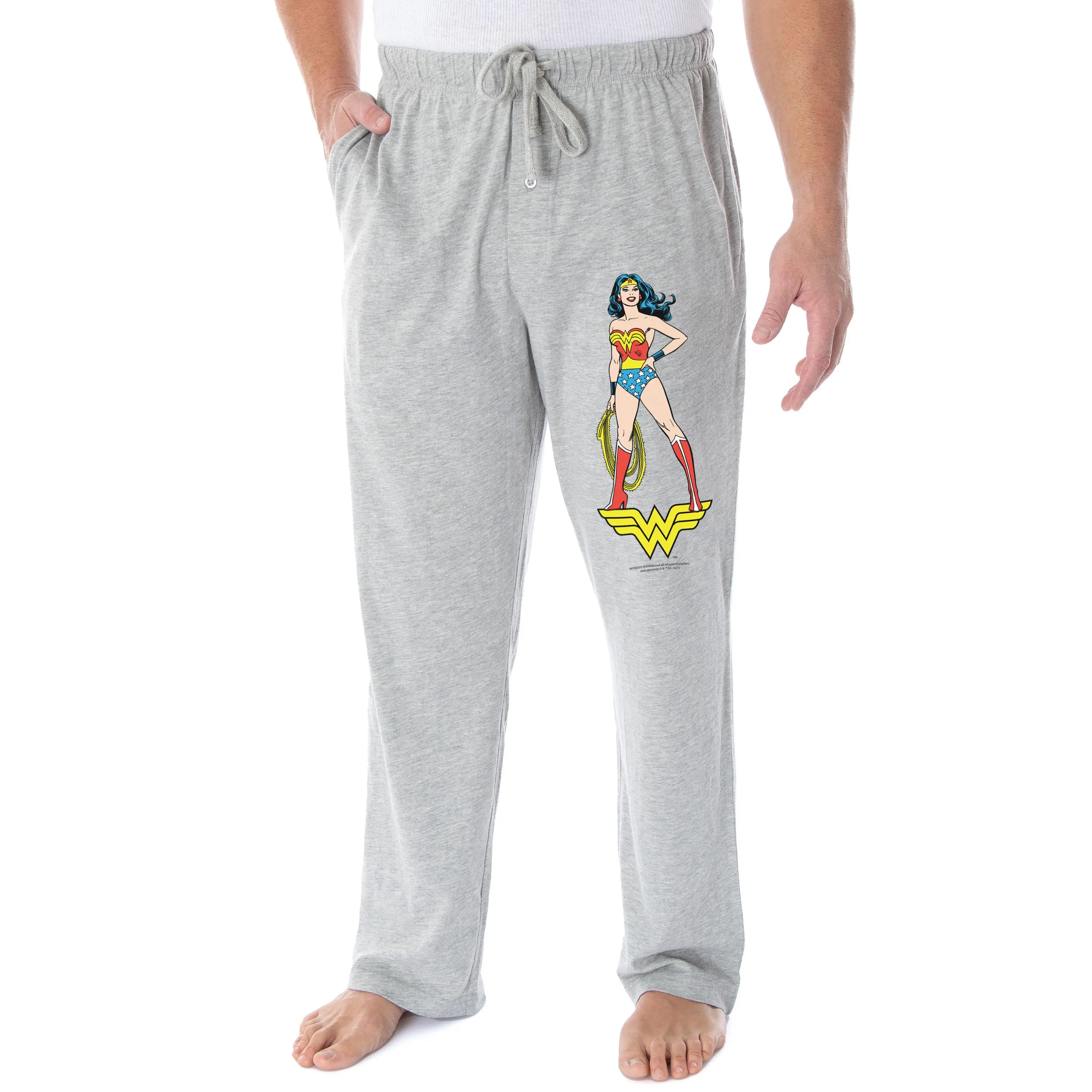 DC Comics Adult Vintage Wonder Woman Pajama Pants Character And WW Logo Loungewear Sleep Pants