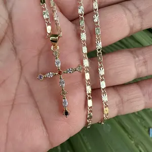 Color cross necklace 18” inches