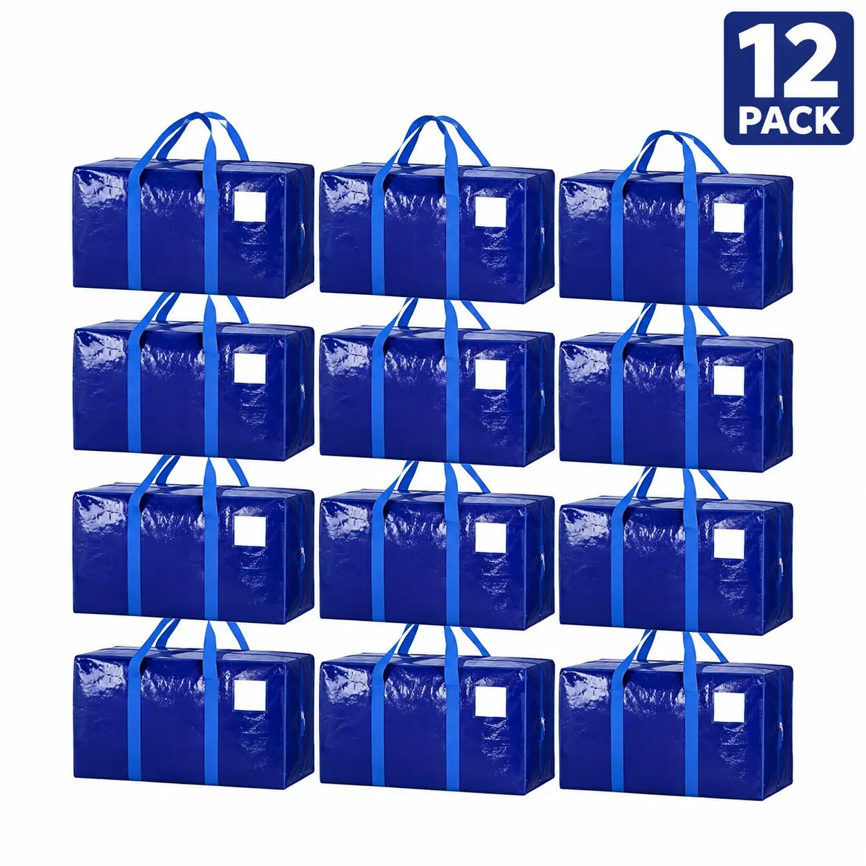 6-Pack Large Nylon Waterproof Heavy-Duty Portable Storage Bags - Lightweight Home Organizers with Visible Labels, Wrap-Around Handles, Traditional Moving Box Alternative for Bedding Stowing, Daily Use, Back-to-School Essentials, Boxed Kits