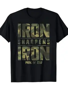 Christian Men'S Camouflage Scripture T-Shirt| 180Gs, Unisex, Casual, Comfortable, High-Quality, Trendy Streetwear For Daily Wear, Anime Print, Crew Neck, Short Sleeve