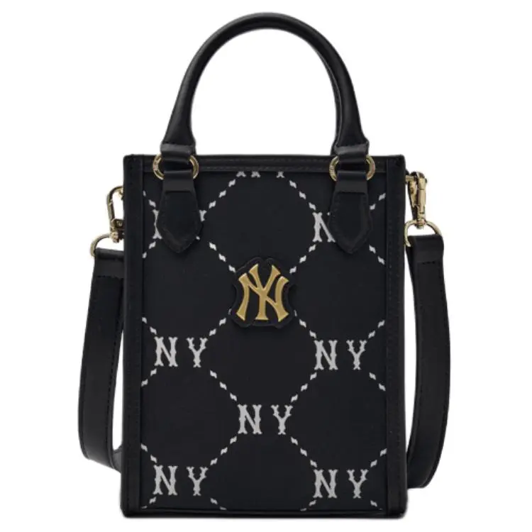 Women's MLB Diamond Monogram New York Yankees Logo Polyester Tote Bag, Letter Printed Handbag