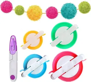 Pompom Maker, 4 Sizes Pom pom Makers for Fluff Ball Weaver  Craft DIY  Knitting Craft Tool Set Decoration +1PS  (5)