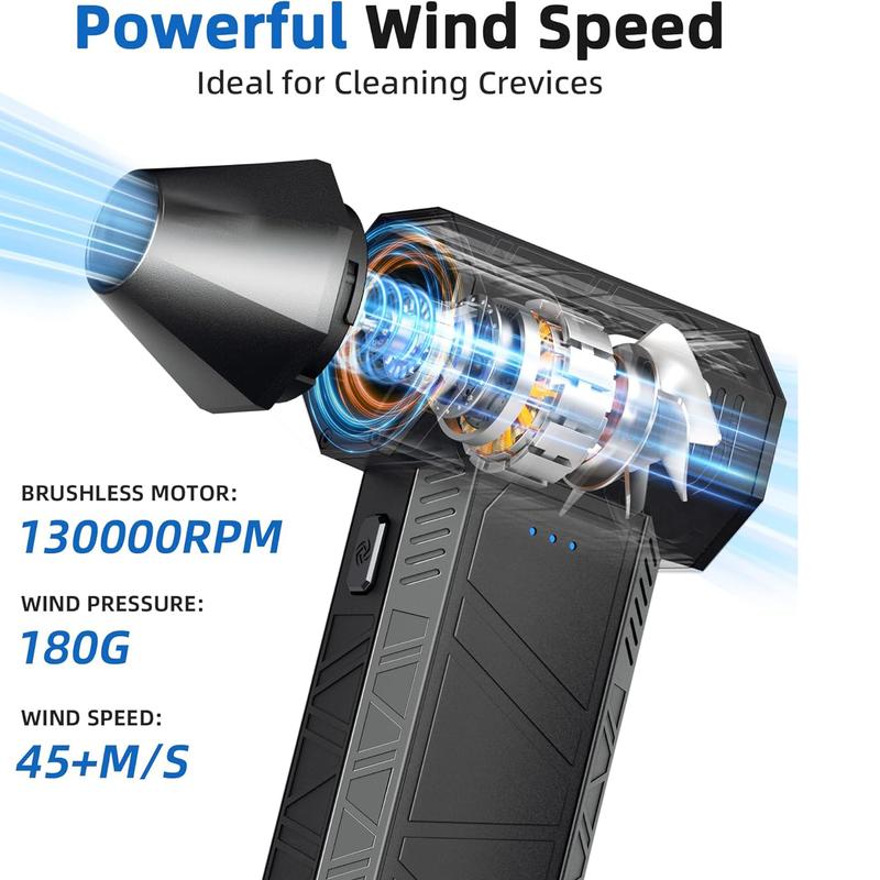 Electric Compressed Air Duster, Electric Air Duster Super Power 110000RPM, 3-Gear Adjustable Mini Duster Blower with Fast Charging, Cordless Air Blower for Computer, Keyboard, Car Cleaning, Houses, Outdoor, Christmas Gift, Gift for Women and Men